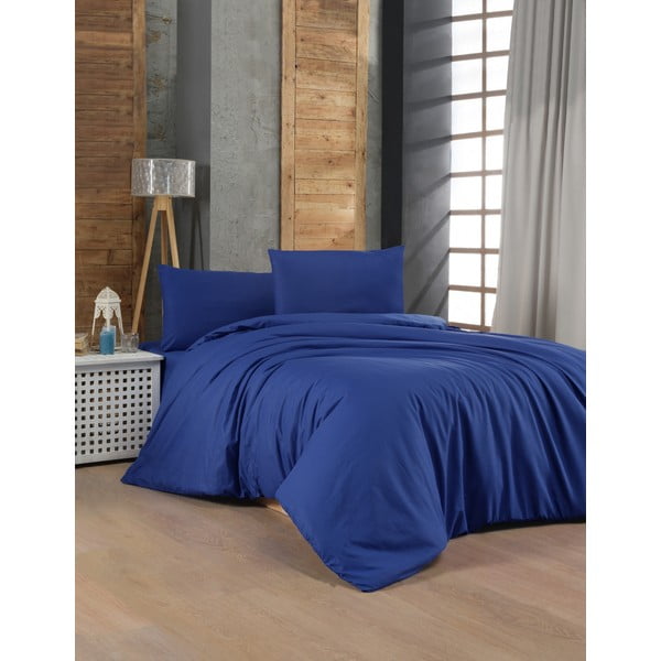 Temno modra bombažna posteljnina za zakonsko posteljo 200x200 cm – Mijolnir