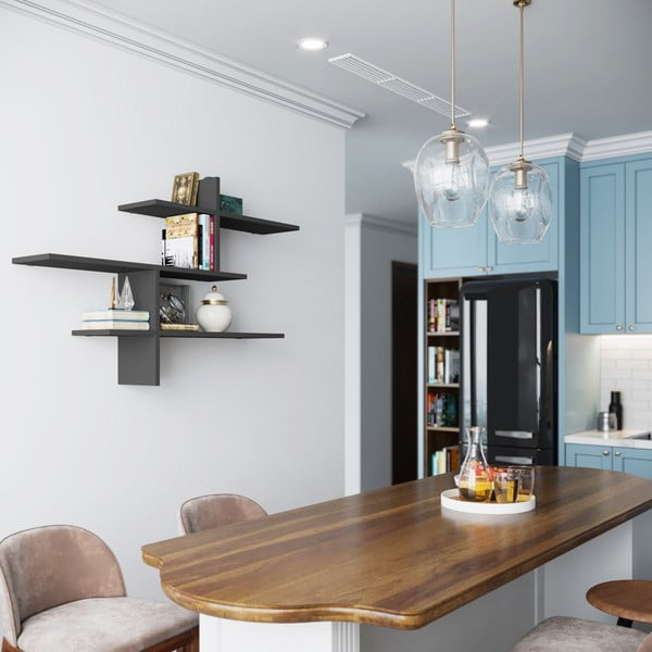 Antracitno siva večnivojska polica 123 cm Leo – Kalune Design-image-1