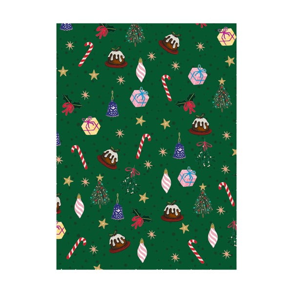 5 listov zelenega ovojnega papirja eleanor stuart Christmas Fun, 50 x 70 cm