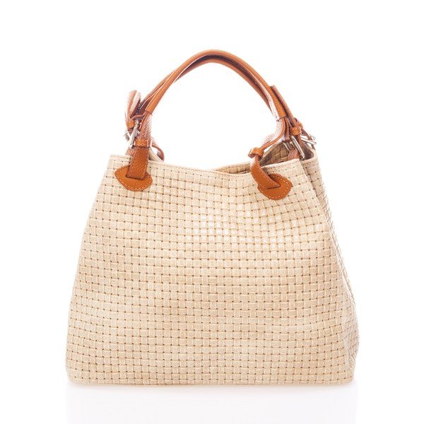 Krem usnjena torbica Federica Bass Hydri-image-1