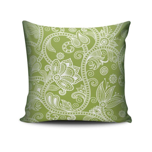 Vzglavnik s polnilom White on Green, 45 x 45 cm