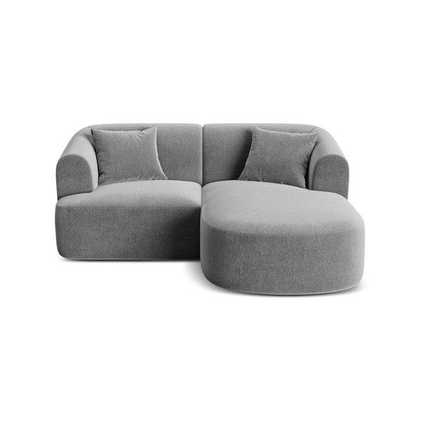 Svetlo siva žametna kotna sedežna garnitura (desni kot/z ležalnikom) Campi – Cosmopolitan Design
