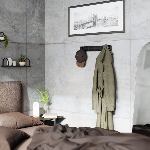 Črn stenski obešalnik iz lesa topola Flip - Umbra-image-1