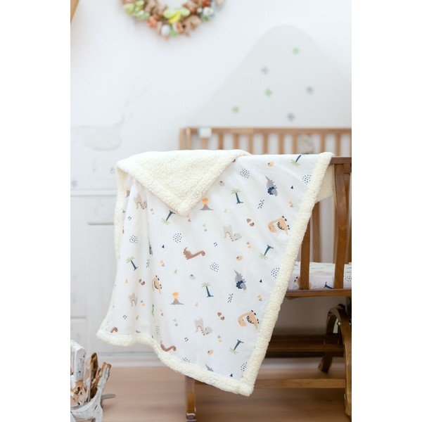 Bela otroška odeja iz renforce bombaža 75x100 cm Dinozor – Mijolnir-image-1