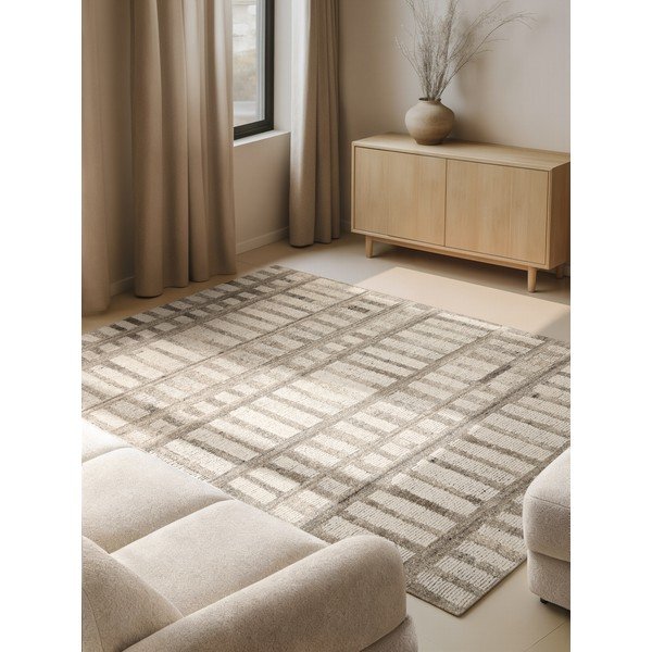 Kremno bela ročno tkana volnena preproga 80x150 cm Boho 1.0 Linara – Vikosa-image-1