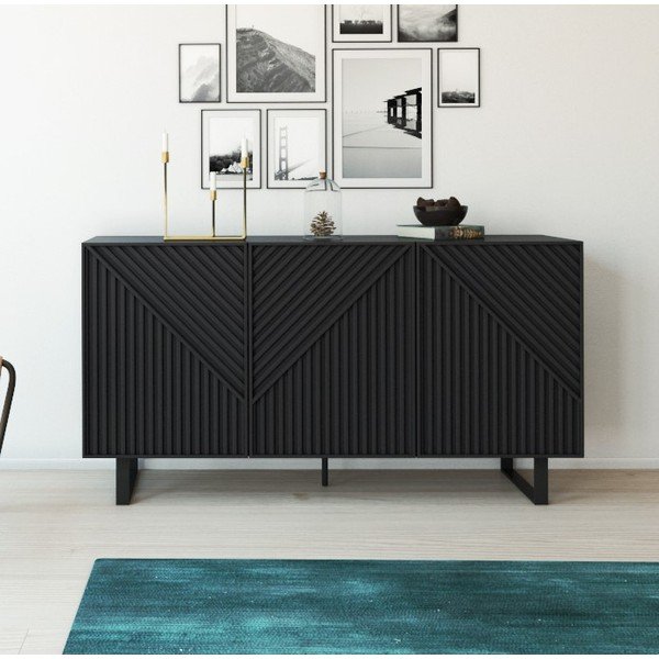 Črna komoda 151x80x35 cm Peta – Marckeric-image-1
