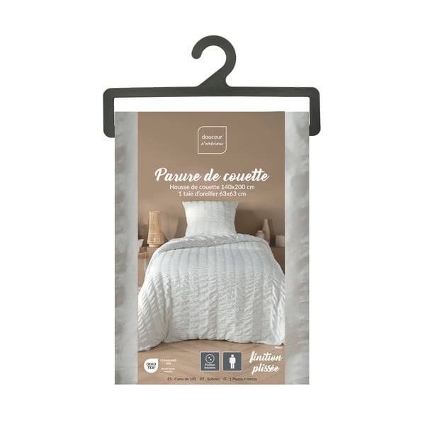 Bela enojna posteljnina iz krepa 140x200 cm Plissia – douceur d'intérieur-image-4