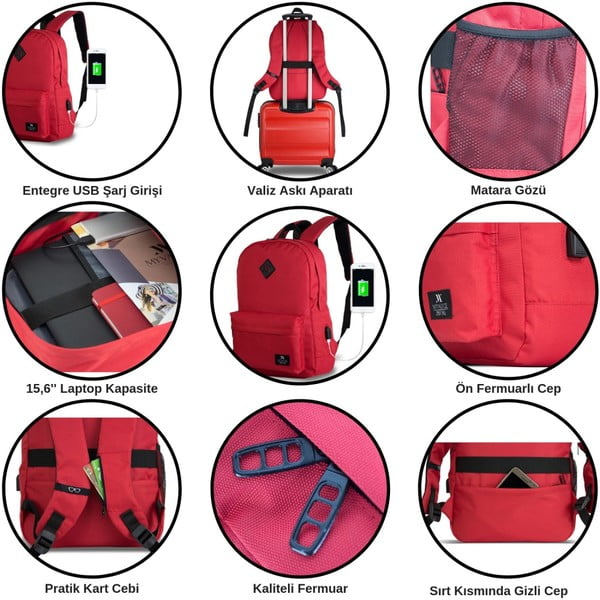 Vijoličen nahrbtnik z USB priključkom My Valice SPECTA Smart Bag-image-3