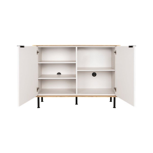 Sivo-bež komoda v hrastovem dekorju z luknjo za kable 120x88x50 cm Suumo – noo.ma-image-3