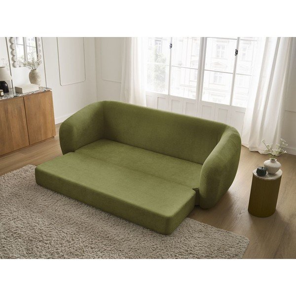 Zelena raztegljiva sedežna garnitura iz šenilje 228 cm Neyo – Bobochic Paris-image-1