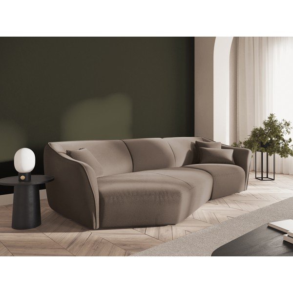 Rjava žametna kotna sedežna garnitura Tokyo – Cosmopolitan Design-image-1