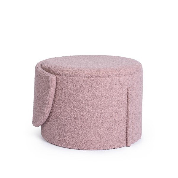 Prašno rožnat tabure iz tkanine bouclé Anthea – Yes Everyday-image-3