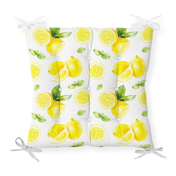 Sedežna blazina iz mešanice bombaža Minimalist Cushion Covers Sliced Lemons, 40 x 40 cm