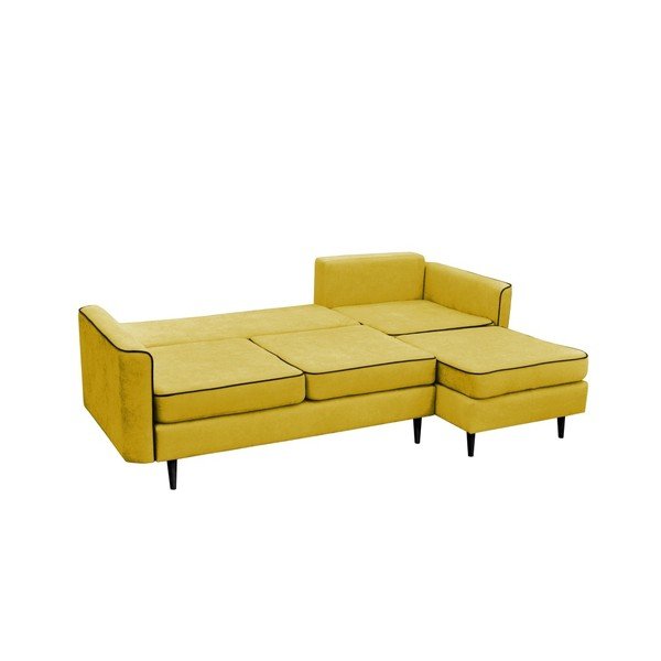 Rumena raztegljiva sedežna garnitura s črnimi nogami Mazzini Sofas Dragonfly, desni kot-image-2