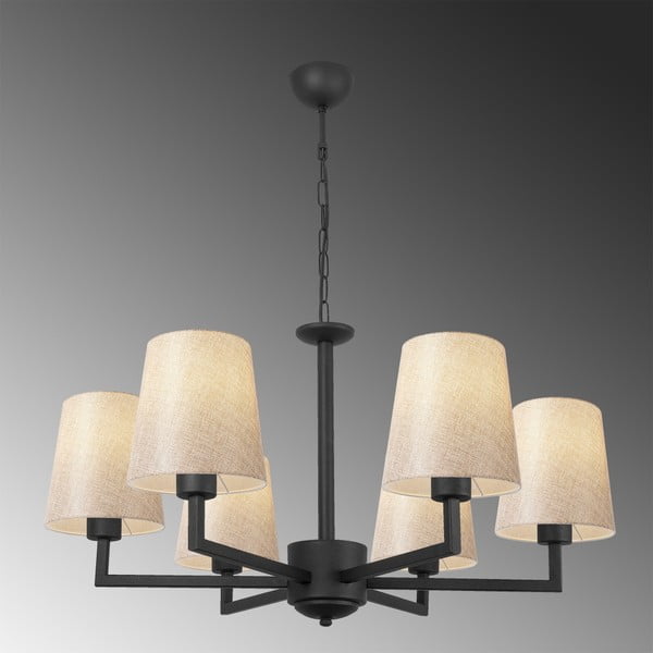 Črna viseča svetilka s tekstilnim senčilom Profil – Opviq lights-image-3