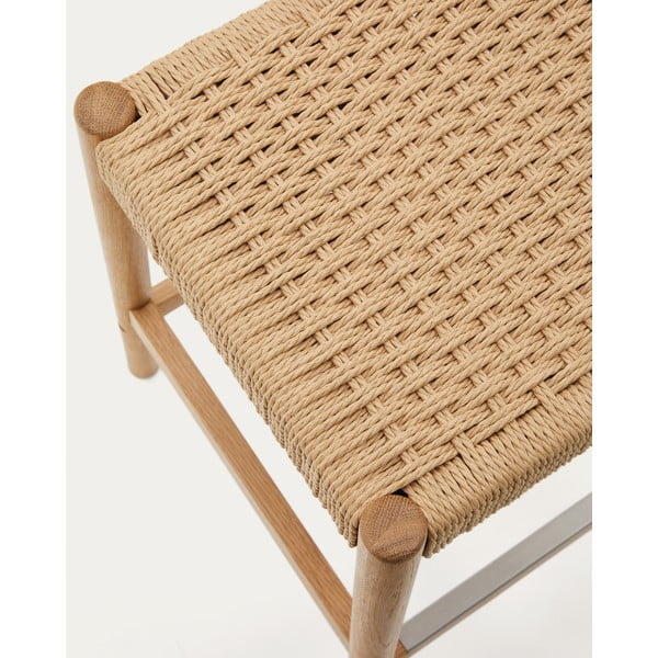 Barski stoli v kompletu 2 ks iz masivnega hrasta v naravni barvi (višina sedeža 66 cm) Yalia – Kave Home-image-4