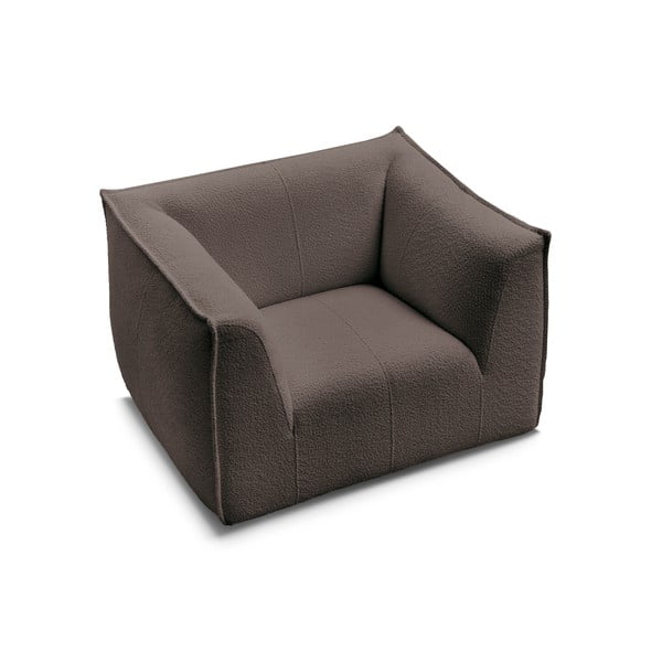 Rjav fotelj iz tkanine bouclé Giorgia – Bobochic Paris-image-4
