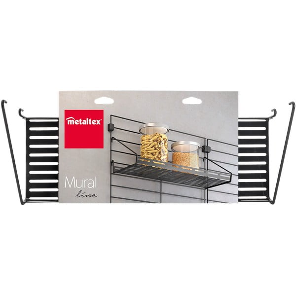 Črn kovinski element - viseča polica 43x15 cm Mural – Metaltex-image-2