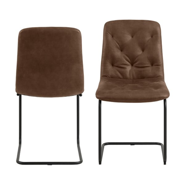 Rjavi jedilni stoli v kompletu 2 ks iz umetnega usnja Kira – Actona-image-2