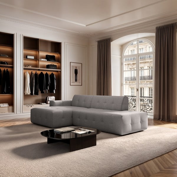 Siva kotna sedežna garnitura (levi kot/z ležalnikom) Tuil – Rodier-image-1