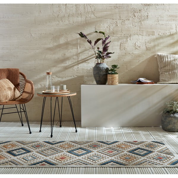 Kremno bel zunanji tekač 80x230 cm Zion Natural – Flair Rugs-image-1