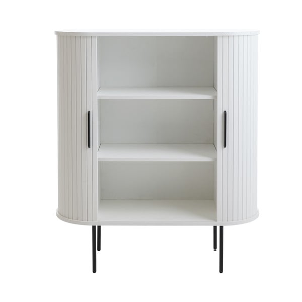 Bela omarica z drsnimi vrati 100x118x40 cm Nola – Unique Furniture-image-2