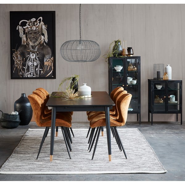 Črna jedilna miza iz lesa kavčukovca Canett Nelly, 180 x 90 cm-image-1