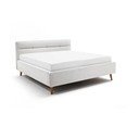 Svetlo siva oblazinjena zakonska postelja s prostorom za shranjevanje z letvenim dnom 180x200 cm Lotte – Meise Möbel