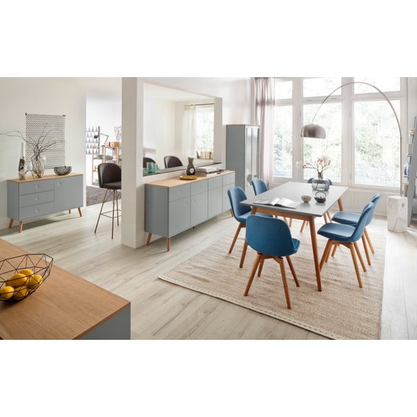 Siva vitrina s hrastovimi nogami Tenzo Dot, višina 175 cm-image-4