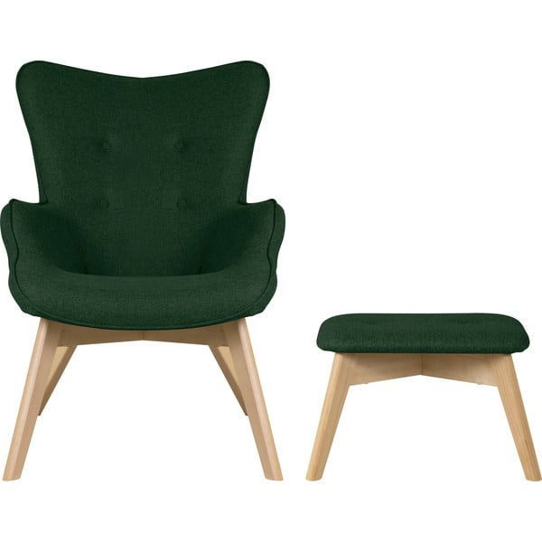Temno zelen fotelj z naslonjalom za noge Niko – Ropez-image-2