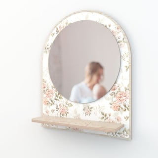 Stensko ogledalo s polico ø 35 cm Roses - Dekornik