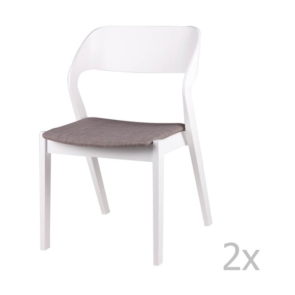 Komplet 2 belih jedilnih stolov s sivo sedežno blazino sømcasa Bianca