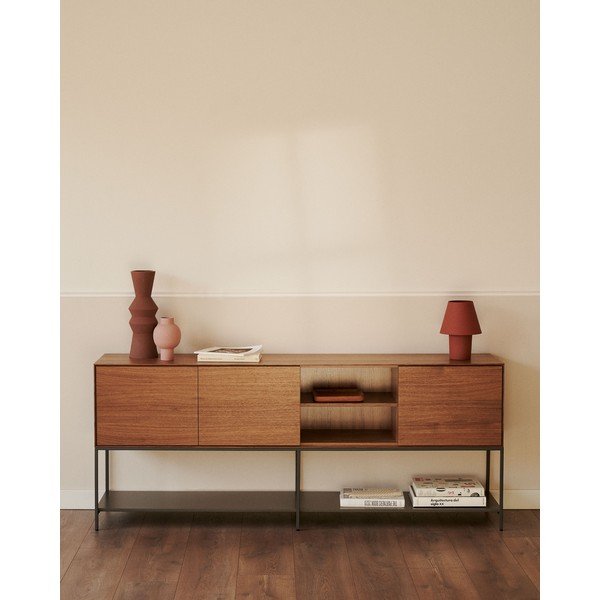 Nizka komoda v orehovem dekorju 195x80 cm Vedrana – Kave Home-image-1