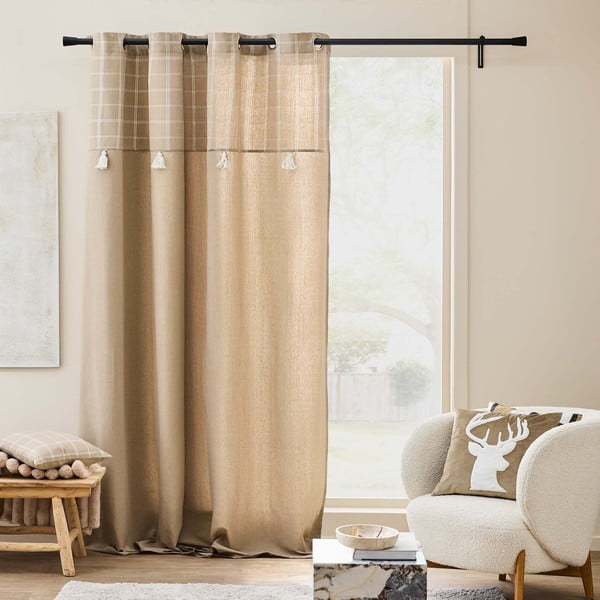 Rjava zavesa iz mešanice bombaža 140x240 cm Everest – douceur d'intérieur-image-1