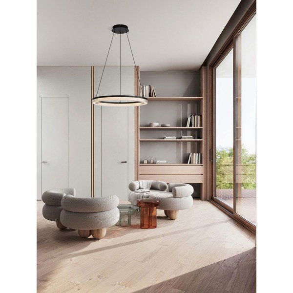 Mat črna aluminijasta LED zatemnitvena viseča svetilka s senčilom iz akrilnega stekla ø 60 cm Lonela – Nova Luce-image-2