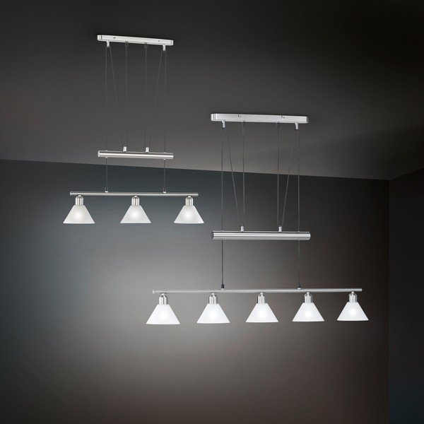 Viseča svetilka v srebrni barvi s steklenim senčilom Stamina – Trio-image-2