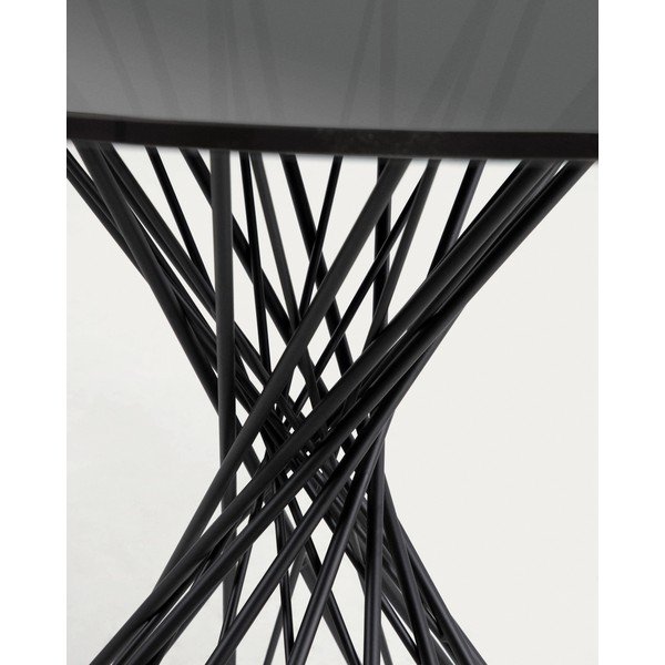 Črna okrogla jedilna miza s stekleno mizno ploščo ø 120 cm Niut – Kave Home-image-3