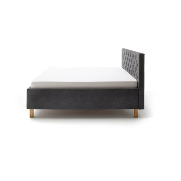 Temno siva oblazinjena zakonska postelja s prostorom za shranjevanje z letvenim dnom 180x200 cm San Remo – Meise Möbel-image-3