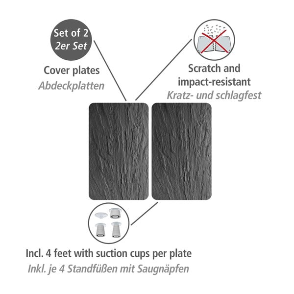 Komplet 2 steklenih pokrovov za štedilnik Wenko XL State, 52 x 40 cm-image-3