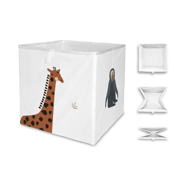 Bel tekstilni otroški organizator za igrače 32x32x32 cm Safari Animals – Butter Kings-image-2