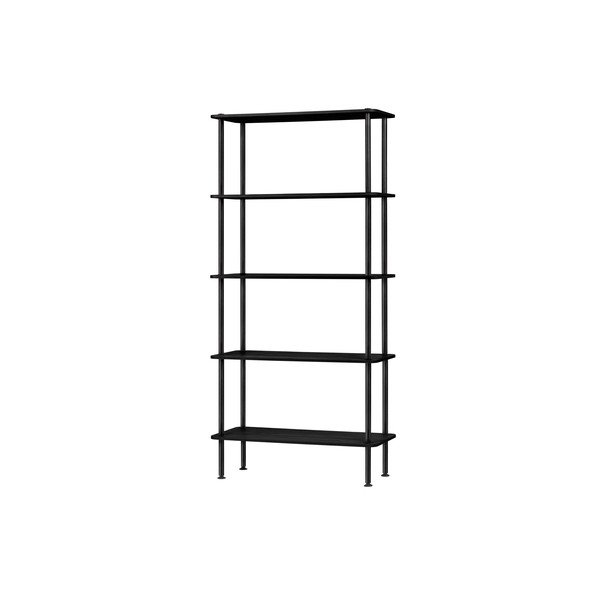 Črn regal v hrastovem dekorju 80x163x35 cm Teidi – noo.ma