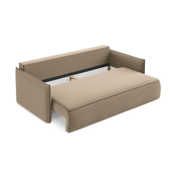 Svetlo rjava žametna raztegljiva/s prostorom za shranjevanje sedežna garnitura 225 cm Hula – Makamii-image-3