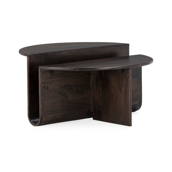 Temno rjava okrogla klubska mizica iz masivnega manga ø 80 cm Divya – MOME