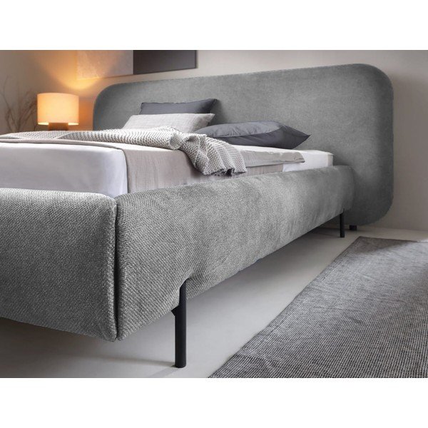 Siva oblazinjena zakonska postelja s prostorom za shranjevanje in z letvenim dnom 160x200 cm Pointt – ELTAP-image-4