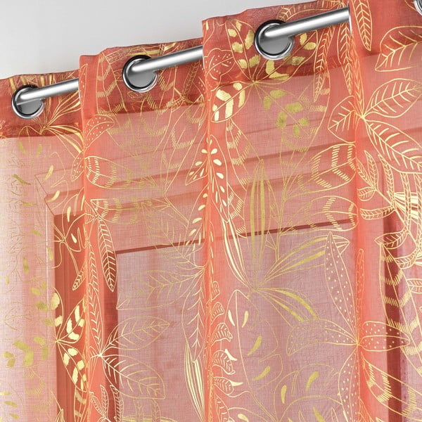 Oranžna prosojna zavesa iz tančice 140x280 cm Belflor – douceur d'intérieur-image-1