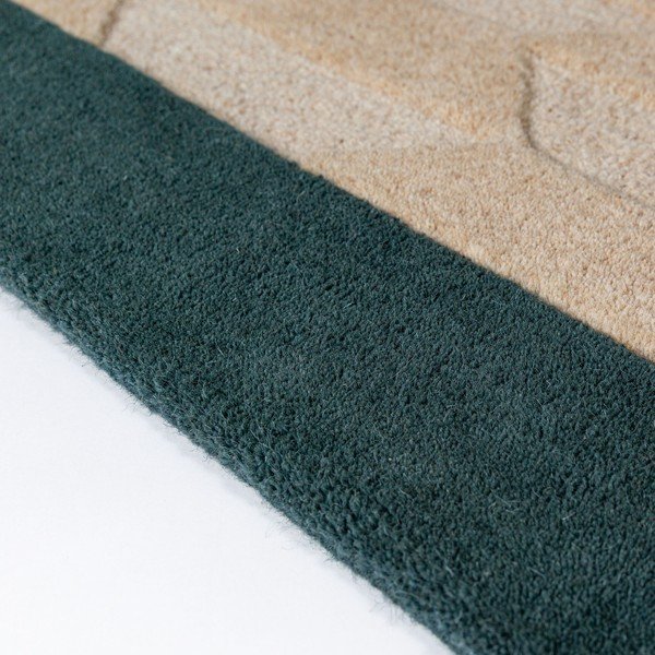 Ročno tkan volnen tekač v naravni barvi/zelenomoder 60x230 cm Apex Border Wool – Flair Rugs-image-4