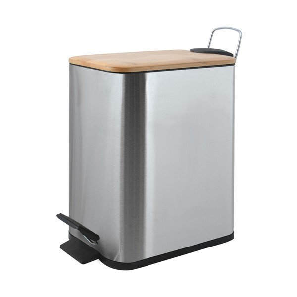Jeklen koš za smeti v mat srebrni barvi s pedalom 5 l Erik – Spirella-image-1