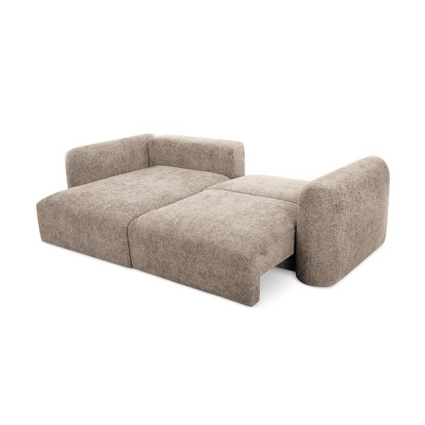 Svetlo rjava raztegljiva kotna sedežna garnitura iz šenilje s prostorom za shranjevanje (levi kot/z ležalnikom) Mele – Makamii-image-2