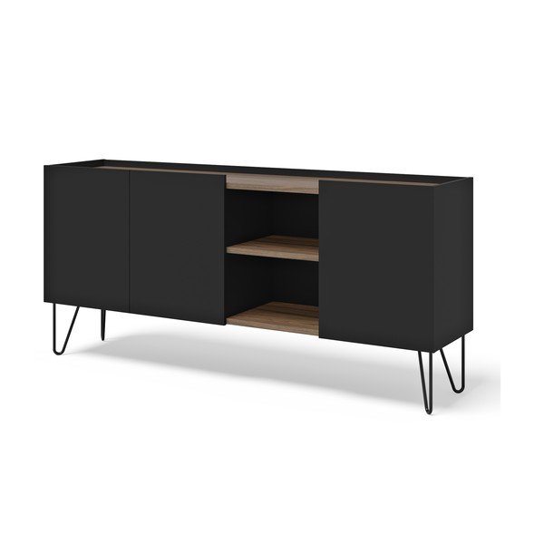 Črna/rjava nizka komoda v orehovem dekorju 180x83 cm Nina – TemaHome-image-2