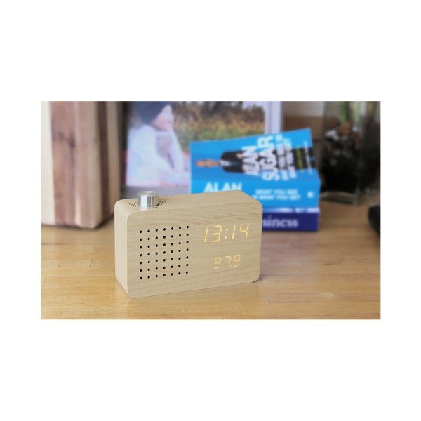 Bež budilka z rumenim zaslonom LED in radiem Gingko Radio Click Clock-image-3